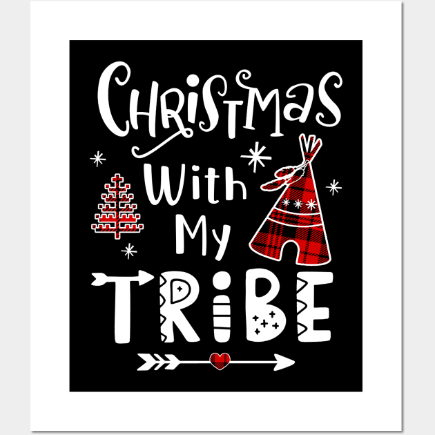 Christmas With My Tribe Red Plaid Matching Family Xmas Wall Art by Dunnhlpp